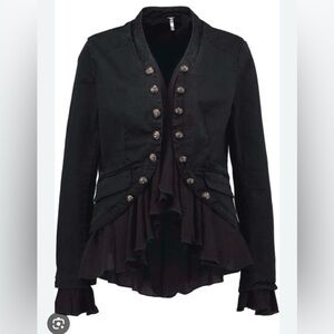🆕Women’s Free People Romantic Ruffles Jacket. Size Medium. Black. NWT